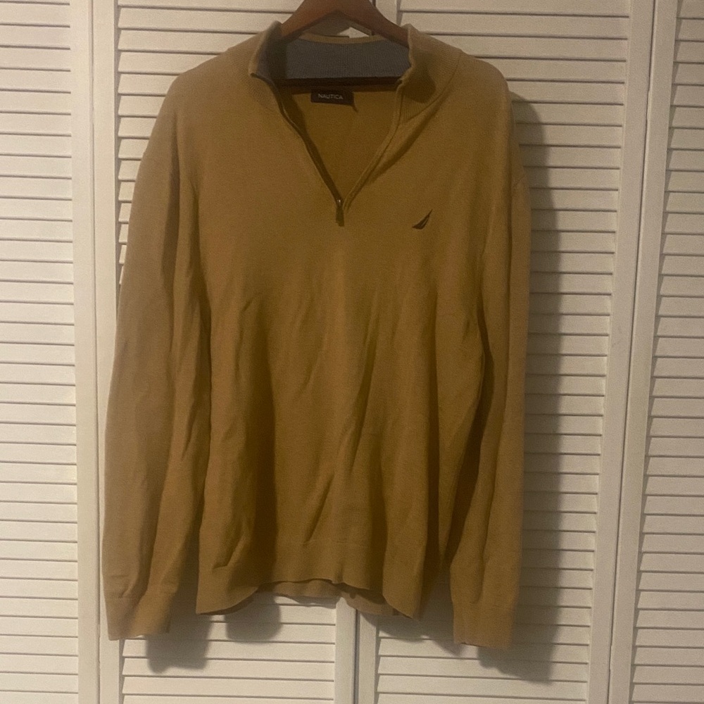 Nautica Men's Zip-Up Sweater in Tan